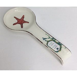Spoon Rest Papart Handpainted Ceramic Sea Coastal Nautical Starfish Cora…